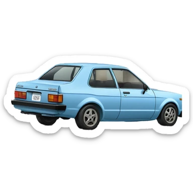 a light blue 1980 toyota corolla, with the number 63 on the front door sticker