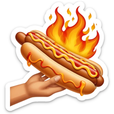 Hand Holding a Flaming Hotdog sticker
