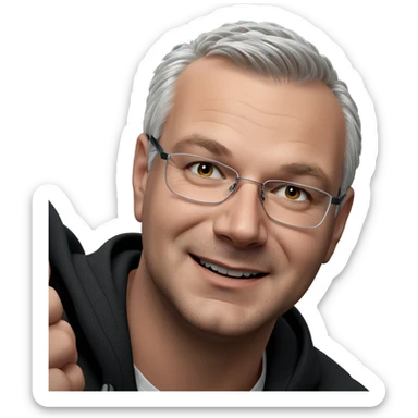 smiling boy with white hair sticker