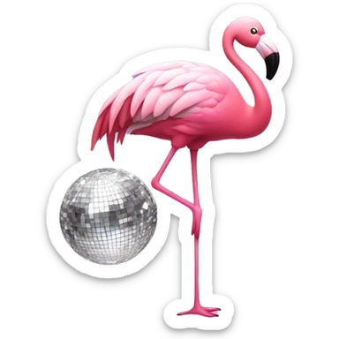 Pink flamingo with disco ball sticker