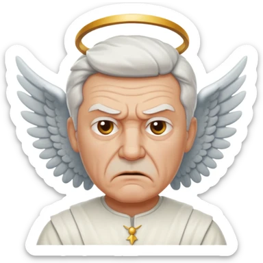 Angry older white male Italian angel sticker