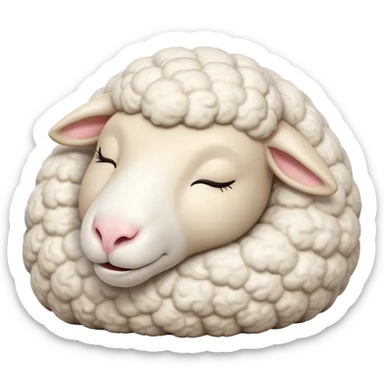 Meme-Worthy Cute Sleeping Sheep Portrait Emoji, Head resting peacefully with a contented smile, showcasing a robust build and a luxuriously soft white fleece, eyes shut in a serene, restful nap, Simplified yet hilariously adorable features, highly detailed, glowing with a soft, drowsy light, high shine, relaxed and utterly lovable, stylized with an air of playful laziness, bright and heartwarming, soft glowing outline, capturing the essence of a comically sleepy sheep, so meme-worthy it feels like it could instantly become the next viral sensation of adorable slumber! sticker