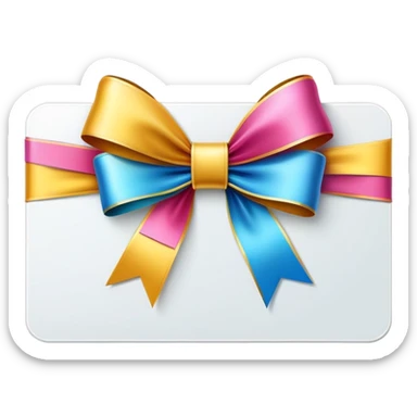Gift card with a colorful ribbon and bow sticker