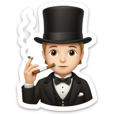 Little man smoking a cigar with a top hat sticker