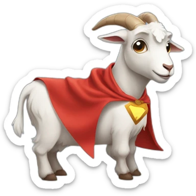 a goat with a superhero cape sticker