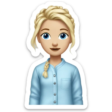 Blond girl with a messy bun pjs blue eyes sticker