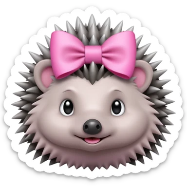hedgehog with a pink bow sticker