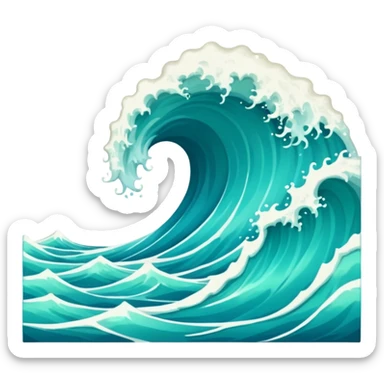 Create a highly polished, 3D game UI–style illustration of a  SEA WAVE sticker