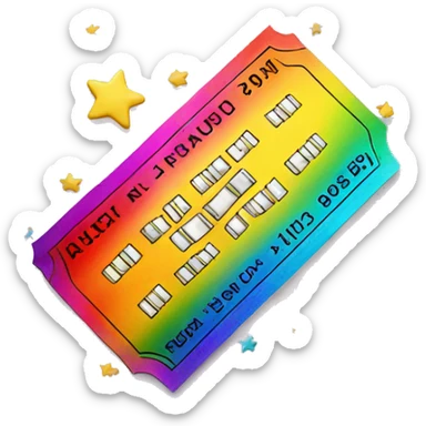 ticket, rainbow color, star-studded sticker