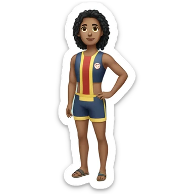 Lifeguard, non-binary, black hair sticker