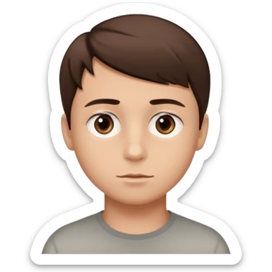 A boy whose face is with now xpressions. Dark circle under eyes and straight face sticker