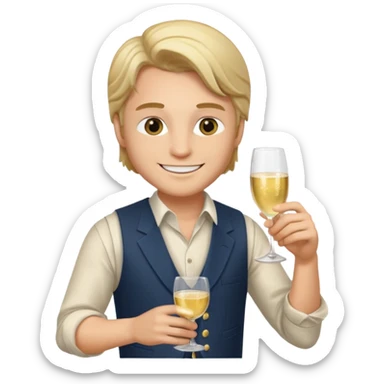 Leonardo in vest, drinking champagne sticker