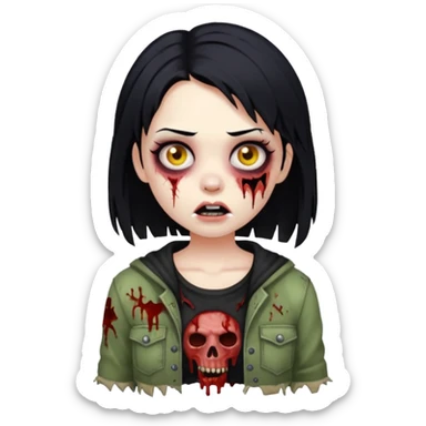 girl zombie with black hair sticker