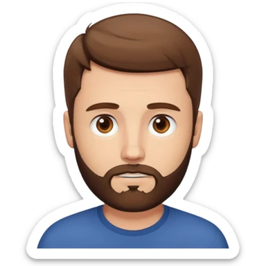 White man with short brown hair and beard with brown eyes sticker