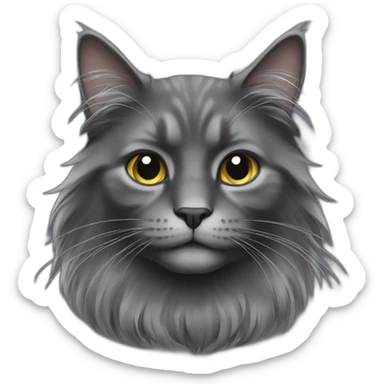 dark gray long haired cat sticker