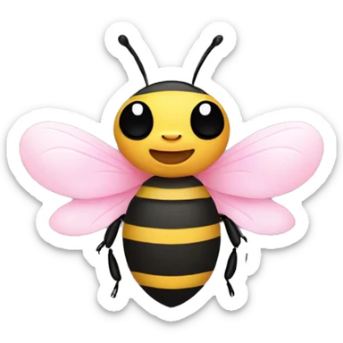 Cute honey bee with baby pink bow on top of head sticker