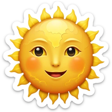 big sun with small tiny yellow moon beside it sticker