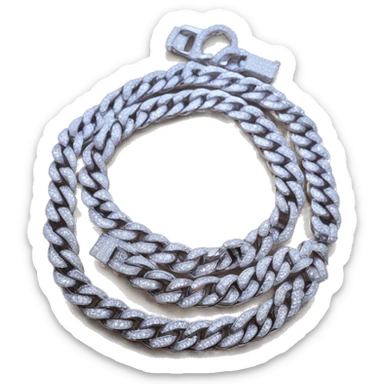 iced out bling cuban link chain silver sticker