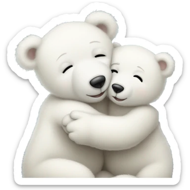 Happy white momma teddy bear hugging a happy white baby bear sticker