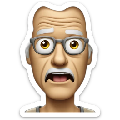 Just the head of Doc brown from back to the future looking shocked and his mouth wide open. No eye-ware. Long hair sticker