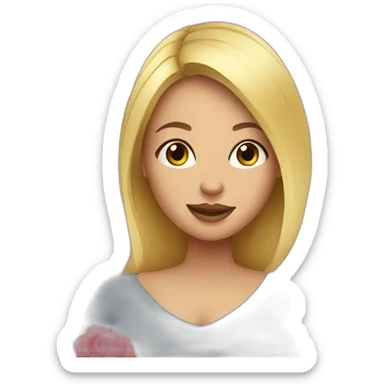 Blonde pregnant woman with roses  sticker