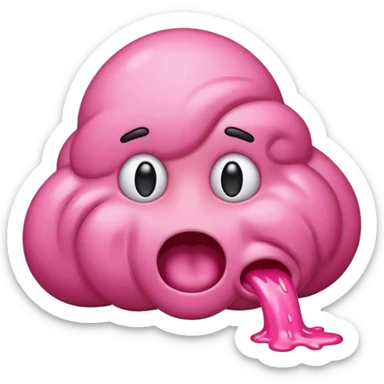 A vomiting emoji with pink vomit sticker