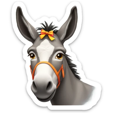 Donkey with a bow sticker