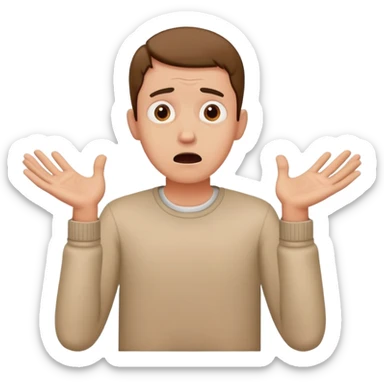 anxious man with hands outstretched in begging position with worried fearful expression sticker