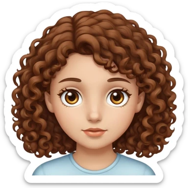 Chica con el pelo rizado marrón y ojos marrones  sticker