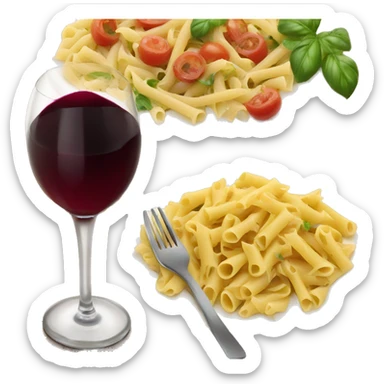 Pasta dinner with glass of red wine  sticker