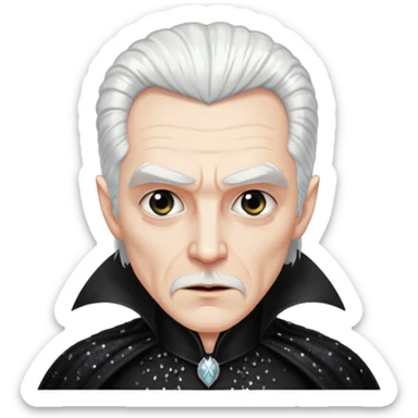 Dracula with white hair, black sequin outfit sticker