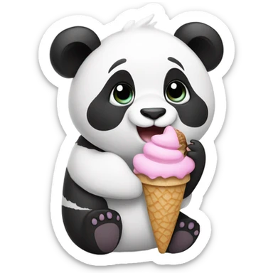 Panda eating ice cream  sticker