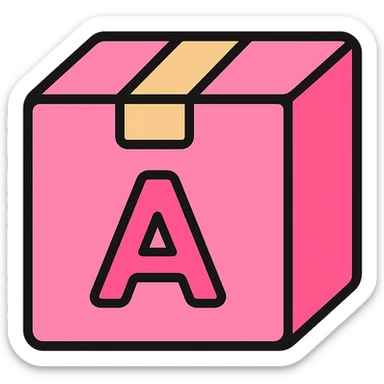 icon of a pink cardboard letter, showing subtle 3D relief, stylized and easy to recognize sticker