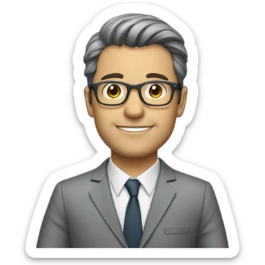 Matías prats with glasses and grey suit sticker