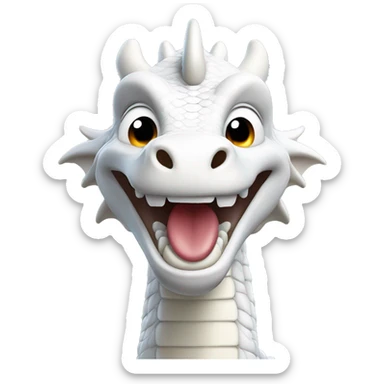 white dragon, apple animoji style, just head, smiling with tongue out sticker
