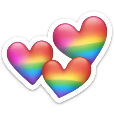 Dos Corazones arcoiris contentos sonriendo sticker