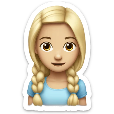 Niña con pelo rubio liso y largo y ojos azules sticker