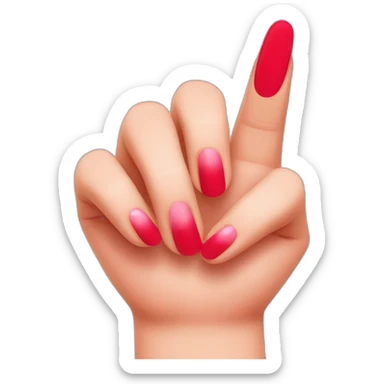 Pinky middlefinger and thumb up.long red nails sticker