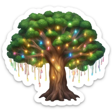 Large rainbow tree with string lights  sticker