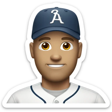 white bald man with a beard wearing a baseball cap sticker