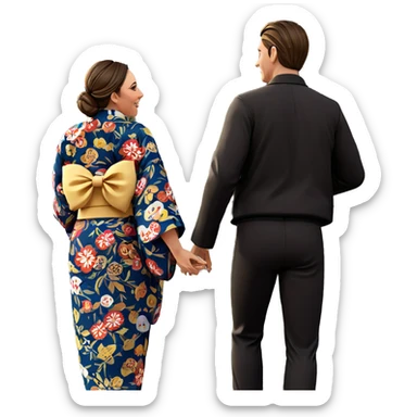 couple in kimono outdoors sticker