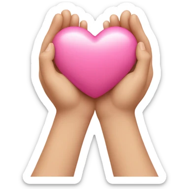 Pink heart in two hands sticker