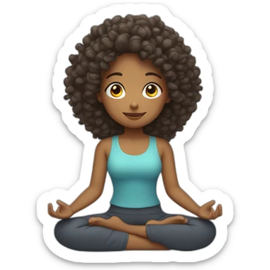 curly hair girl doing meditation sticker
