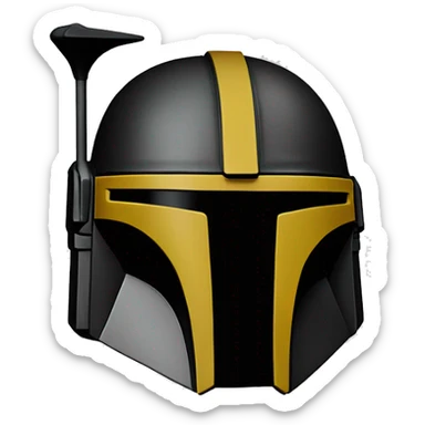 Mandalorian helmet black and yellow with antenna sticker