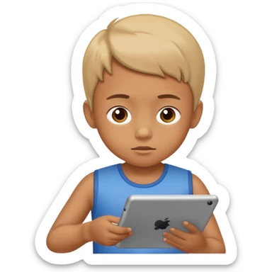 Tabletle oynayan çocuk sticker