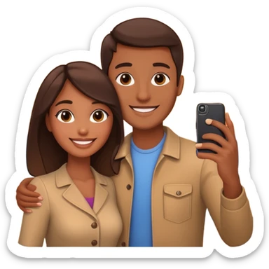 Couple Selfie + phone + sunset sticker