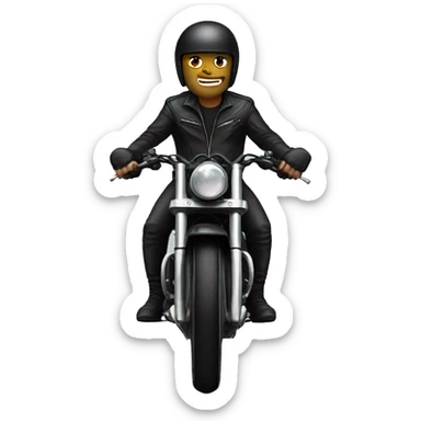 biker on a black sport bike with a black helmet on sticker