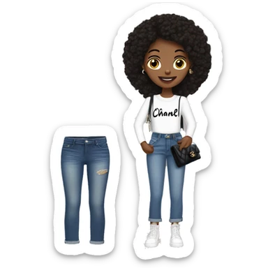 A girl with the Chanel bag with a iPhone and bootcut jeans ￼ sticker