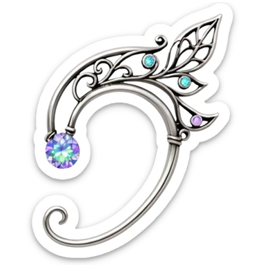 Elvish fae shiny sparkly iridescent translucent diaphanous ear climber ear cuff sticker