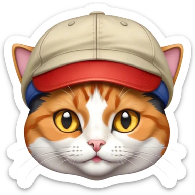 a cat with a cap sticker